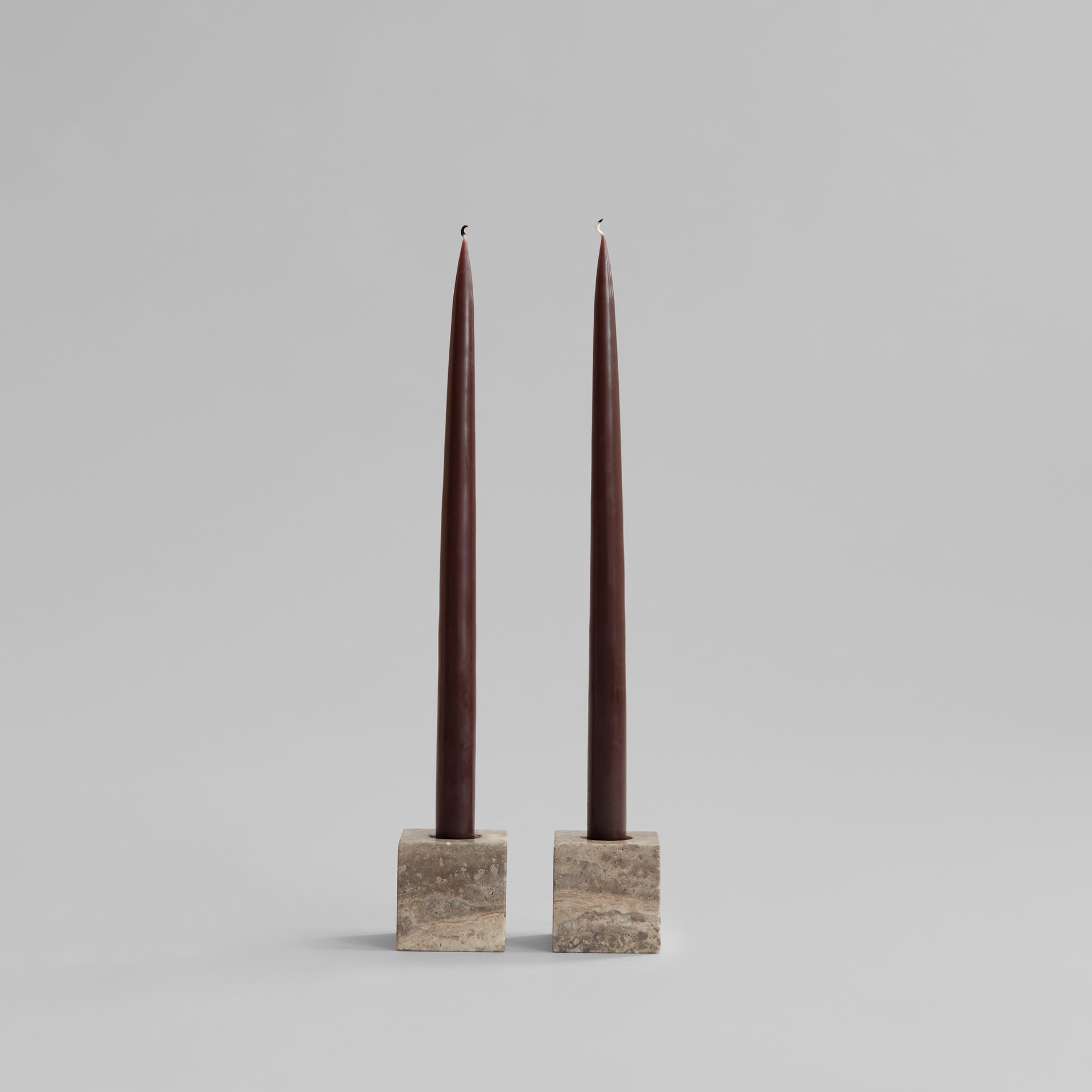 CUBE CANDLE HOLDER - SILVER TRAVERTINE - 101 COPENHAGEN / SET 2 PCS